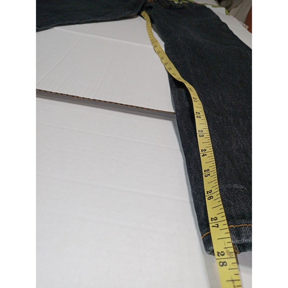 Levi'sโ 501 Jeans Mens 34x32 Black Button Fly Straight Distressed Denim - Picture 10 of 14